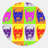 Pop Art Skull Ronde Sticker (Voorkant)