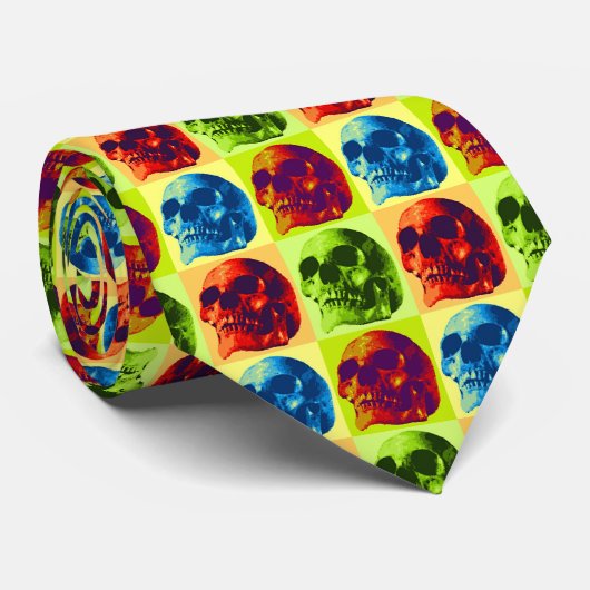Pop Art Skull Stropdas (Opgerold)