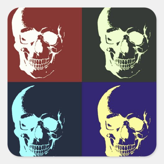 Pop Art Skull Vierkante Sticker (Voorkant)
