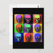 Pop Art Skulls Halloween Design Briefkaart (Voorkant / Achterkant)