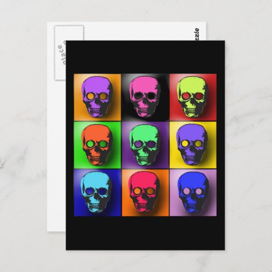 Pop Art Skulls Halloween Design Briefkaart (Voorkant / Achterkant)
