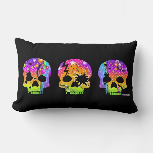 Pop Art SKULLS LUMBAR Omkeerbare PILLOW Kussen (Voorkant)