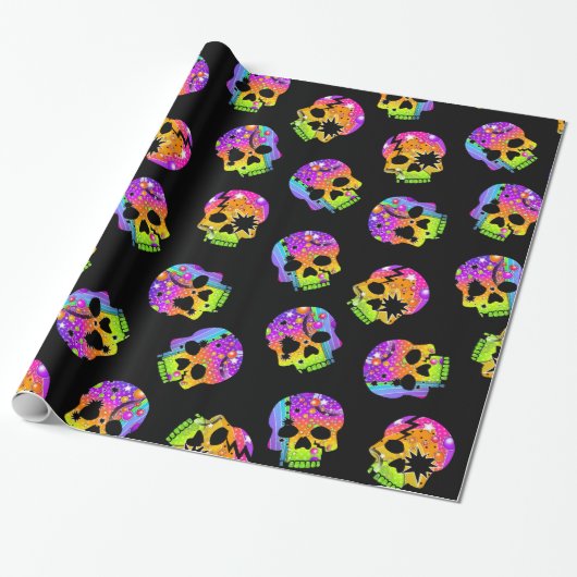 POP ART SKULLS WRAPPING PAPIER (Uitgerold)