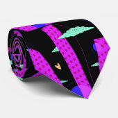 Pop Art Skyline Bright Paarse roze stars Patroon Stropdas (Opgerold)