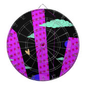 Pop Art Skyline Bright Paarse roze sterren Dartbord (Voorkant)