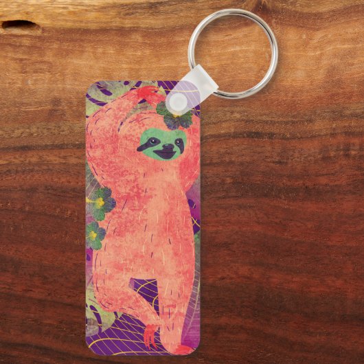 Pop Art Sloth Sleutelhanger (Achterkant)