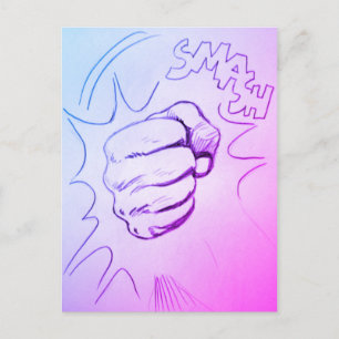 Pop Art Smash Punch Pencil Sketch Briefkaart