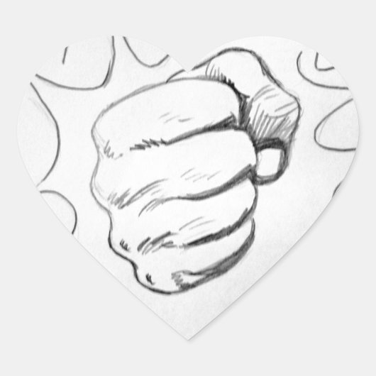 Pop Art Smash Punch potlood schets Hart Sticker (Voorkant)