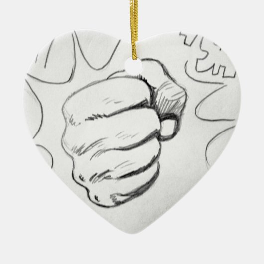 Pop Art Smash Punch potlood schets Keramisch Ornament (Voorkant)