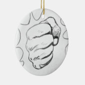 Pop Art Smash Punch potlood schets Keramisch Ornament (Rechts)