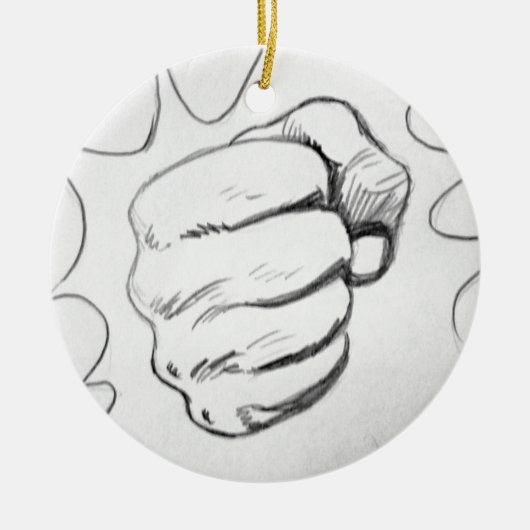 Pop Art Smash Punch potlood schets Keramisch Ornament (Voorkant)