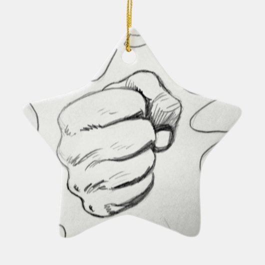 Pop Art Smash Punch potlood schets Keramisch Ornament (Voorkant)