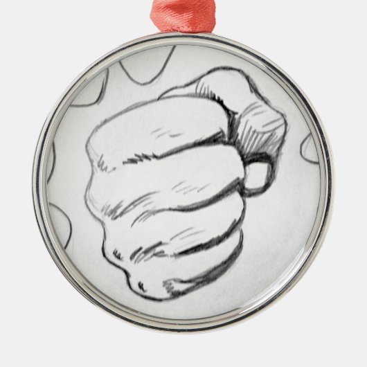 Pop Art Smash Punch potlood schets Metalen Ornament (Voorkant)