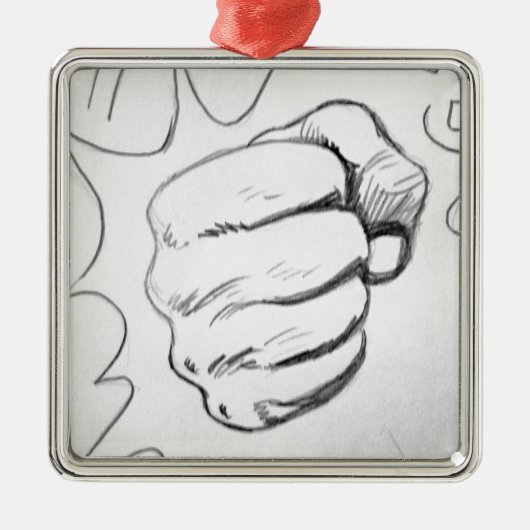 Pop Art Smash Punch potlood schets Metalen Ornament (Voorkant)
