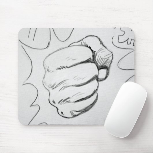 Pop Art Smash Punch potlood schets Muismat (Met muis)
