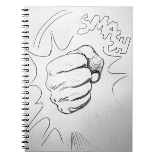 Pop Art Smash Punch potlood schets Notitieboek (Voorkant)
