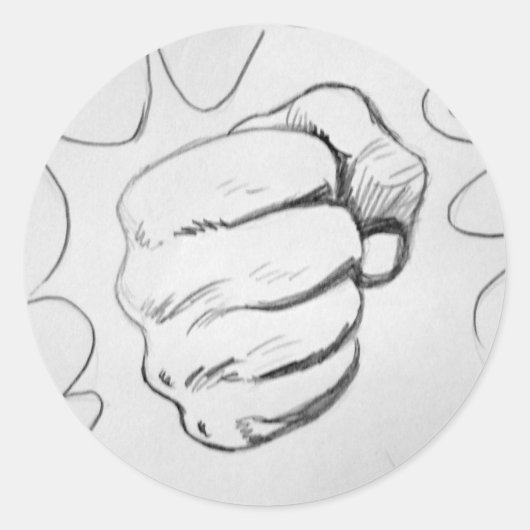 Pop Art Smash Punch potlood schets Ronde Sticker (Voorkant)