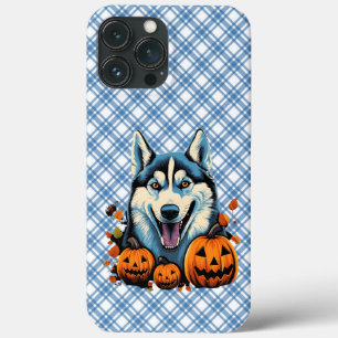 Pop Art Smilling Husky Dog met Pompoenen Halloween Case-Mate iPhone Case