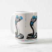 Pop Art Snake met Blauwe Zonnebril Koffiemok (Voorkant links)