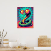 Pop Art Snake met Retro regenboogbril Poster (Keuken)