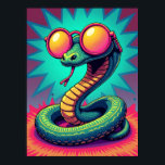 Pop Art Snake met Retro regenboogbril Poster<br><div class="desc">Laat je innerlijke stijlicoon los met dit poster met in de hoofdrol de enige echte Sly, de Sassy Serpent. Sly is niet alleen een dier; hij is een trendsetter, een leverancier van retro-chic die weet hoe hij moet accessoires. Deze illustratie legt Sly vast in zijn element, moeiteloos opgerold rond een...</div>