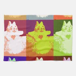 Pop Art Sneeuwkat Theedoek