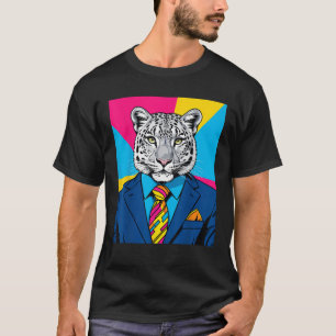 Pop Art Sneeuwluipaard in Zakelijk Pak T-shirt