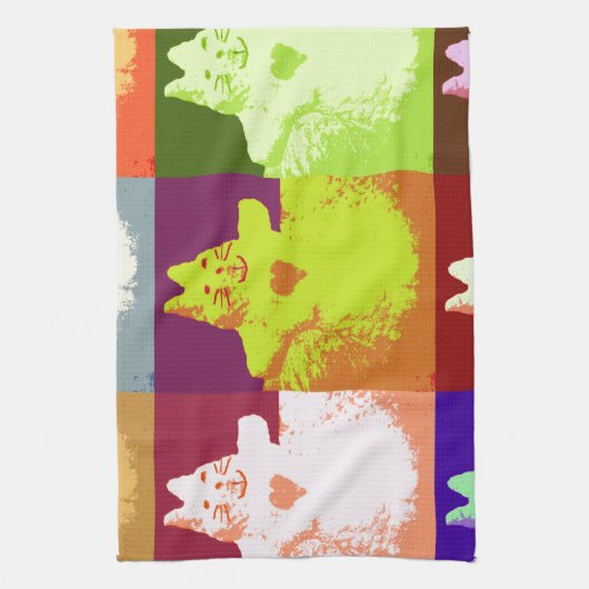 Pop Art Snow Kat Theedoek (Verticaal)