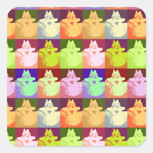 Pop Art Snow Kat Vierkante Sticker (Voorkant)