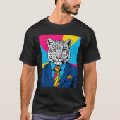 Pop Art Snow Leopard in Business Suit T-shirt (Voorkant)