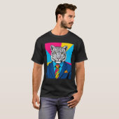 Pop Art Snow Leopard in Business Suit T-shirt (Voorkant volledig)