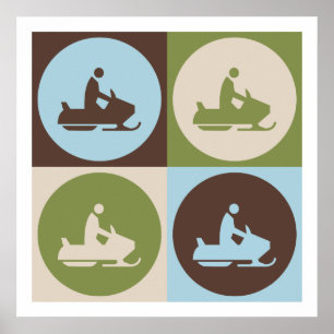 Pop Art Snowmobiing Poster