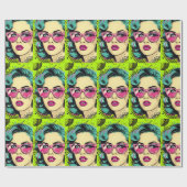 Pop Art Softball Wrapping Paper Cadeaupapier (Vlak)