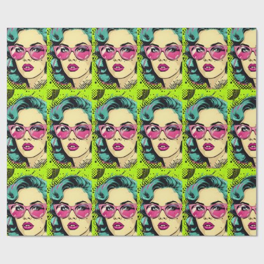 Pop Art Softball Wrapping Paper Cadeaupapier (Vlak)
