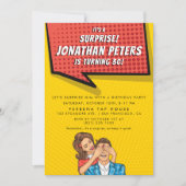 Pop Art Speech Bubble Surprise Birthday Party Kaart (Voorkant)