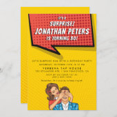 Pop Art Speech Bubble Surprise Birthday Party Kaart (Voorkant / Achterkant)