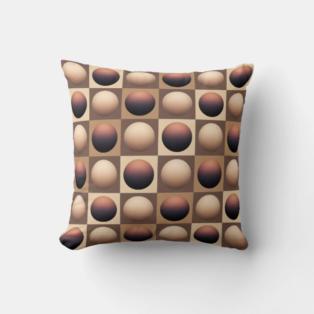 Pop Art Spheres, Chocolate Brown en Beige Kussen (Voorkant)