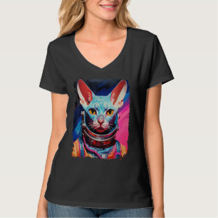 Pop Art Sphynx Hairless Cat Space Astronaut T-shirt