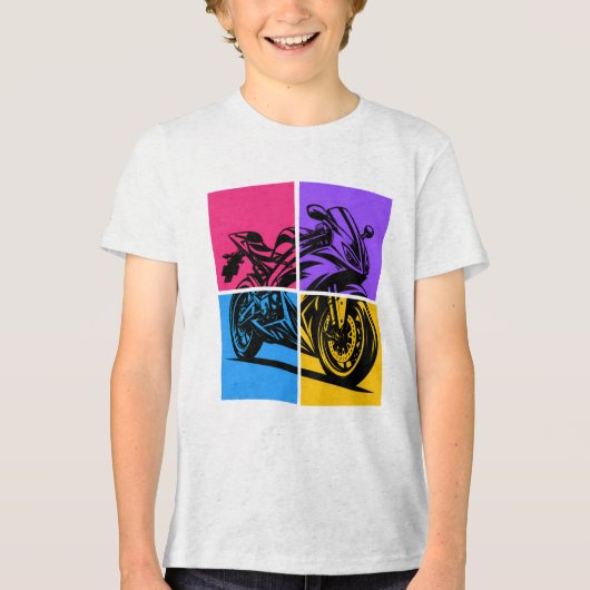 Pop Art sportmotor Tri-Blend Shirt (Voorkant)