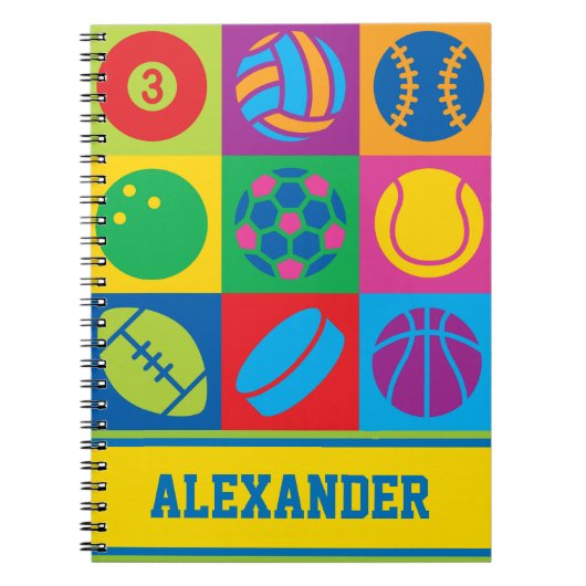 Pop Art Sports Balls Notitieboek (Voorkant)