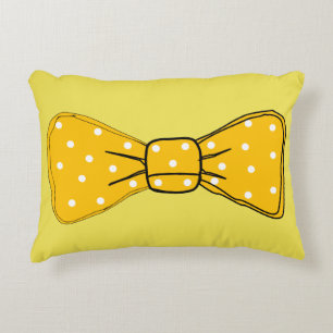 Pop Art Spotty Yellow Bow Stropdas Accent Kussen