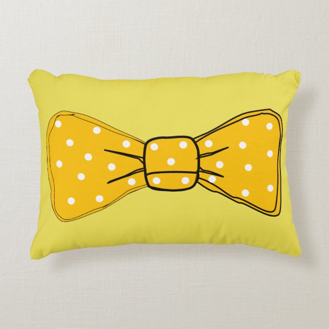 Pop Art Spotty Yellow Bow Stropdas Accent Kussen (Voorkant)