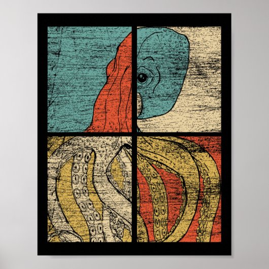 Pop Art Squid Octopus Poster (Voorkant)