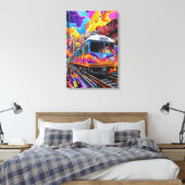 Pop Art Stadstrein in Levendige Beweging Canvas Afdruk (Insitu (Slaapkamer))