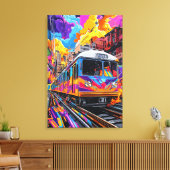 Pop Art Stadstrein in Levendige Beweging Canvas Afdruk (Insitu (Woonkamer))