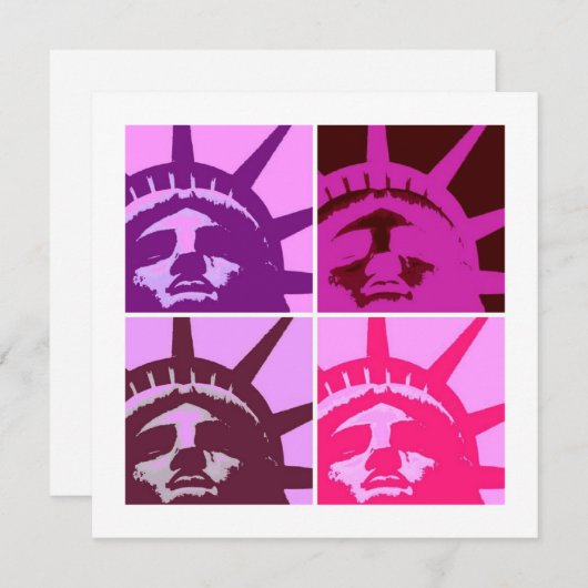 Pop Art Statue of Liberty Platte Kaart (Voorkant / Achterkant)