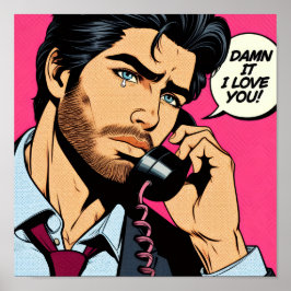 Pop art stijl gespierde man Poster