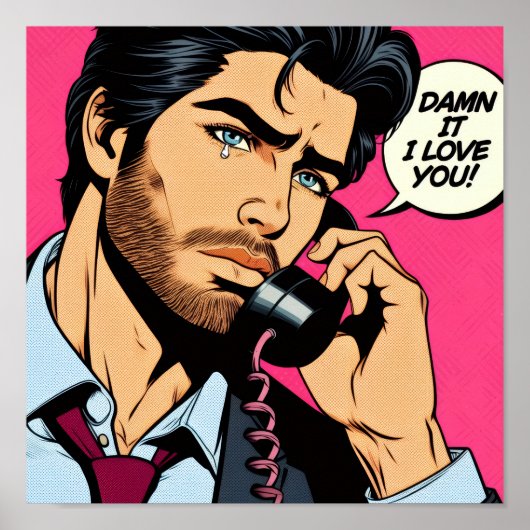 Pop art stijl gespierde man Poster (Voorkant)