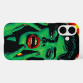 Pop art stijl groene vrouw. Case-Mate iPhone case (Achterkant (horizontaal))