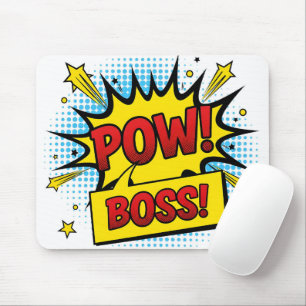Pop Art Stijl POW BOSS Modern Professioneel Muismat
